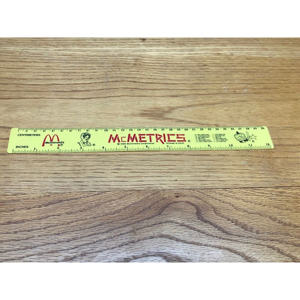 Vintage McDonald's Mcmetrics Ruler Advertising Metric System‎ Metal